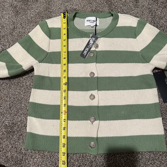 VELVET HEART Women's Stripe Cardigan Size S In Ivory Multi - Picture 13 of 15